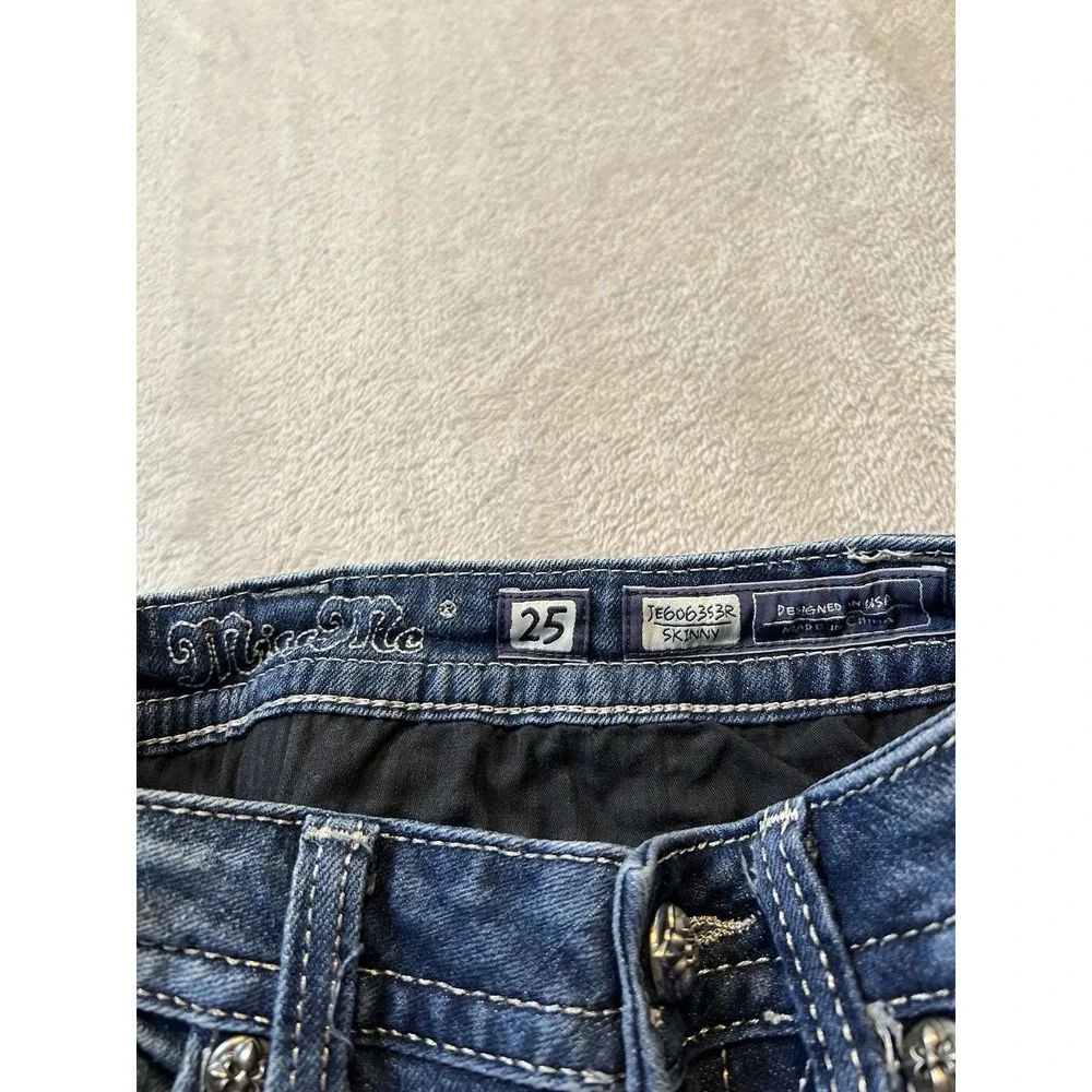 Miss Me Womens Jeans Size 25 Blue Mid Rise Stretch Rhinestone Pocket Skinny